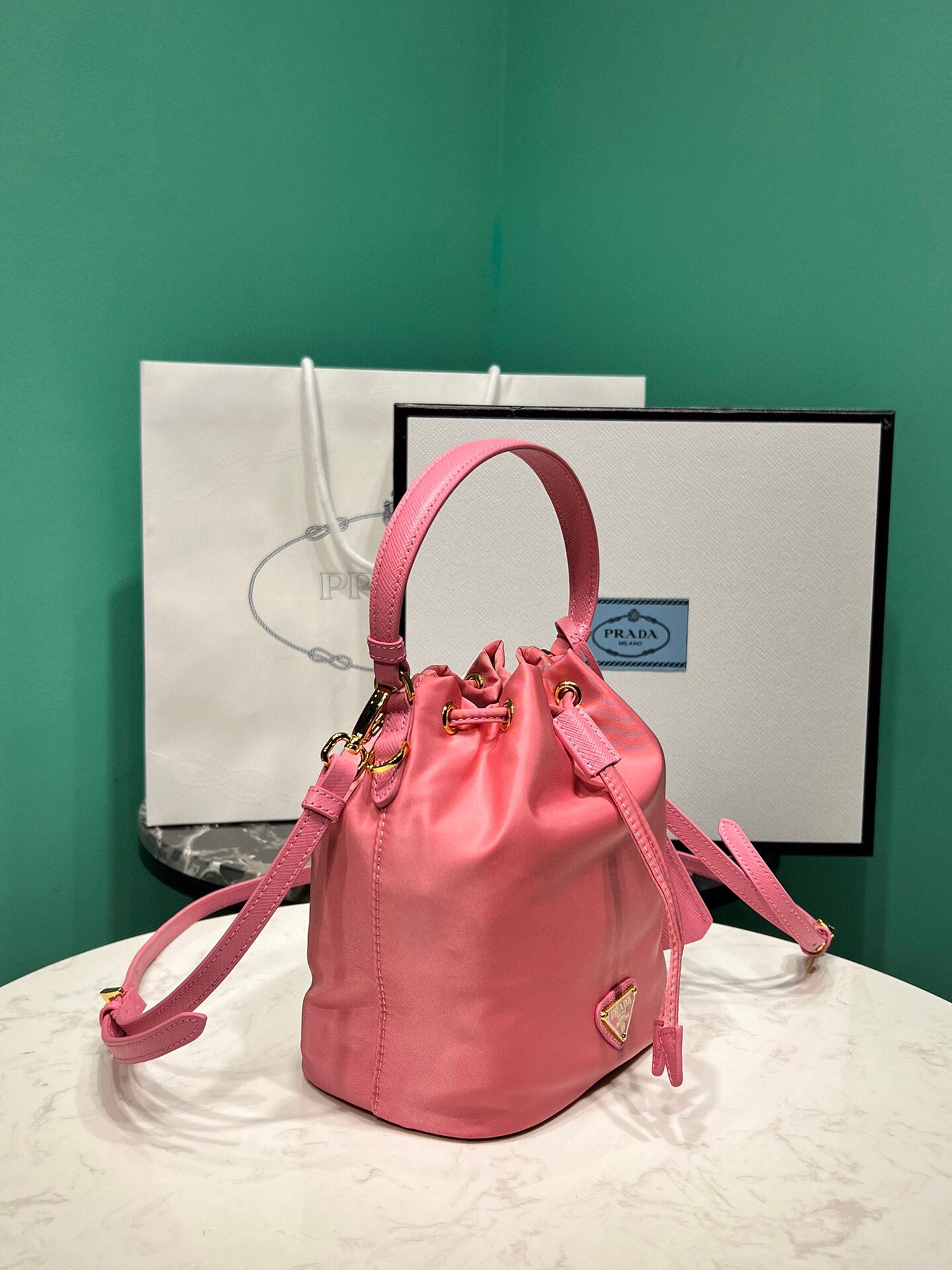 Prada Mini Re Edition 1978 Re Nylon Shoulder Bag Handbag Begonia Pink 1BE067